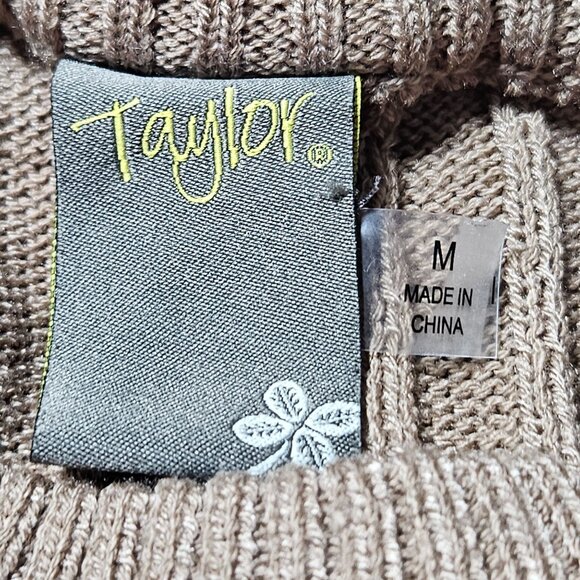 Taylor Brown Cable Knit Sweater Dress Size Medium Ruffled Hem Y2K Holiday Party - Picture 4 of 5